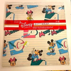 Vintage Cleo Disney Mickey & Minnie Mouse Gift Wrap Paper NEW SEALED Collectible